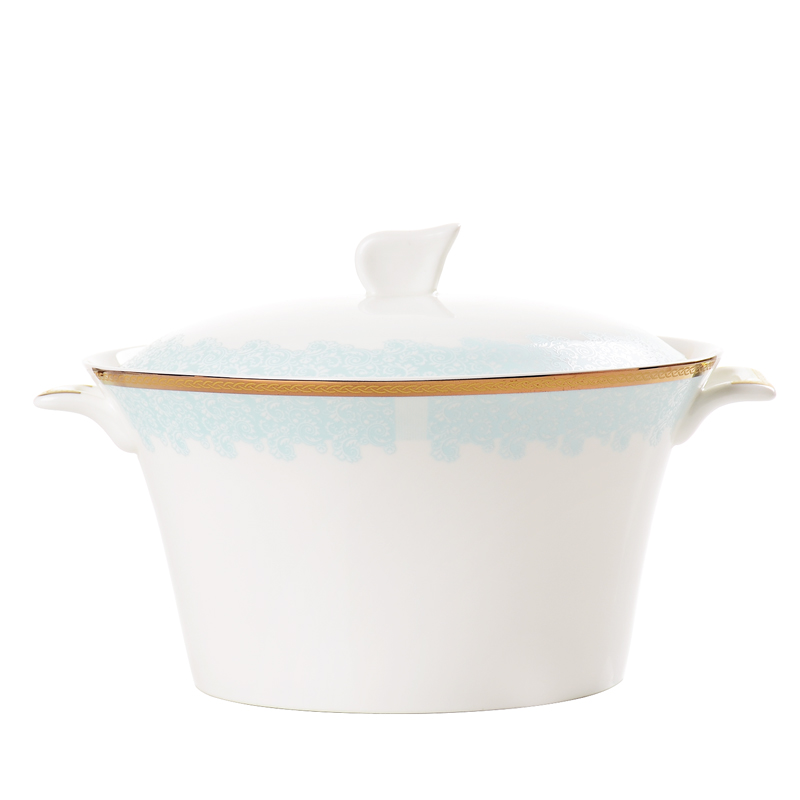 Home up phnom penh relief grade big soup pot with cover soup basin ceramic bowl soup tureen basin porcelain basin belt