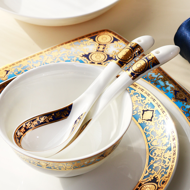 Three - dimensional relief gold ipads porcelain run ceramic spoon, spoon, ladle delicate porcelain run spoon run condiment spoon, margo