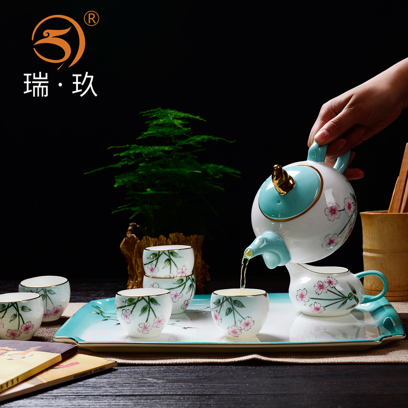 Handwritten Chinese tea sets, small household teapot sitting room creative ipads China tea set gift box afternoon tea tea set