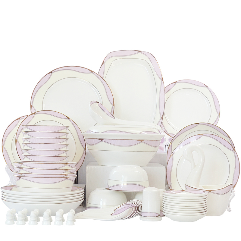 Chinese 56 skull porcelain tableware porcelain sets ceramic household use plate set of creative rebelliousness up phnom penh microwave