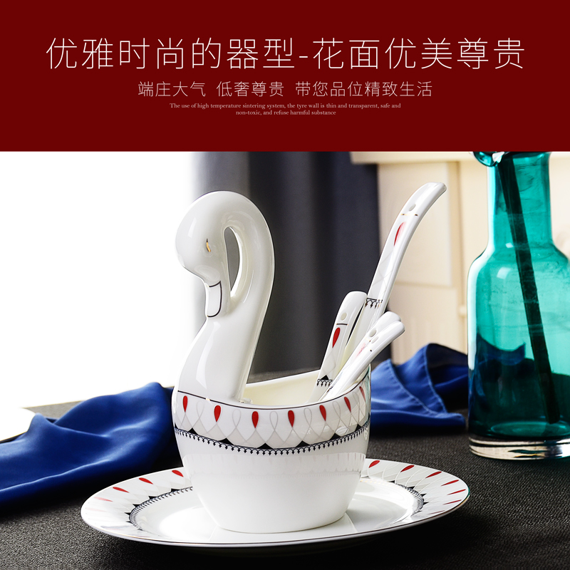 Tangshan 60 head ipads porcelain tableware kit ipads China household ceramic bowl dish dish set combination housewarming gift box