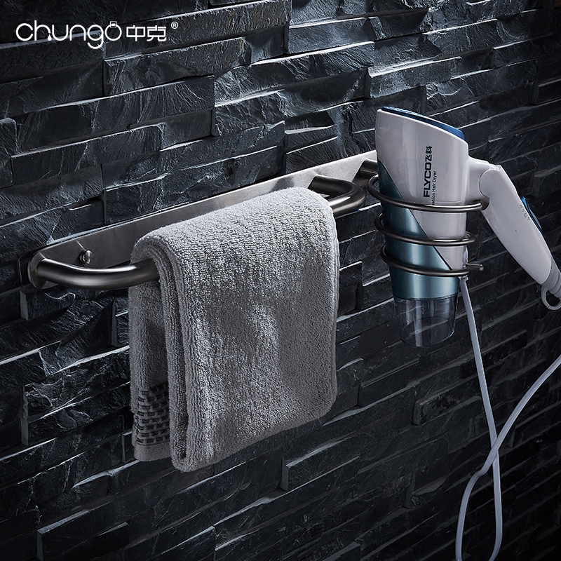 304 stainless steel hair dryer Hair dryer Towel rack Wall-mounted powder room bathroom toilet free hole