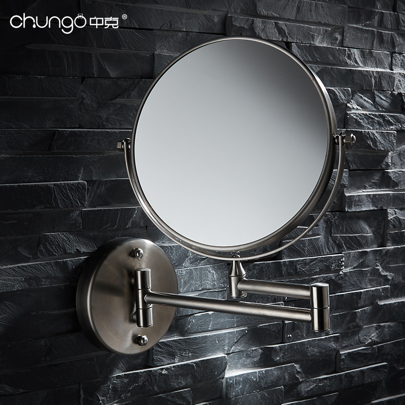 304 stainless steel brushed magnifying makeup beauty mirror bathroom rotating dresser wall hanging foldable retractable