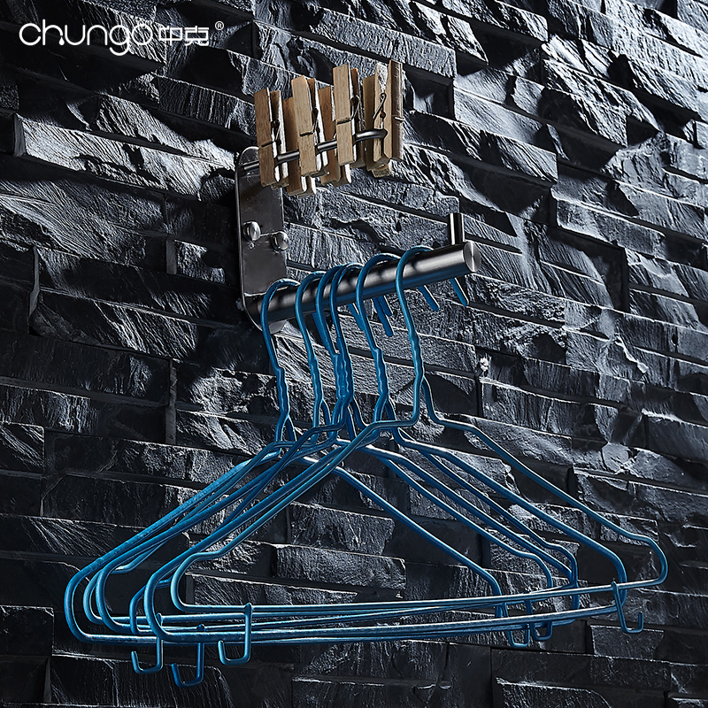 304 stainless steel brushed hotel finishing rack free punching space saving clip hook wall hanging hanger storage artifact