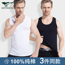 Seven wolves mens vest cotton in summer mens sleeveless sports fitness base father loose Old Man shirt