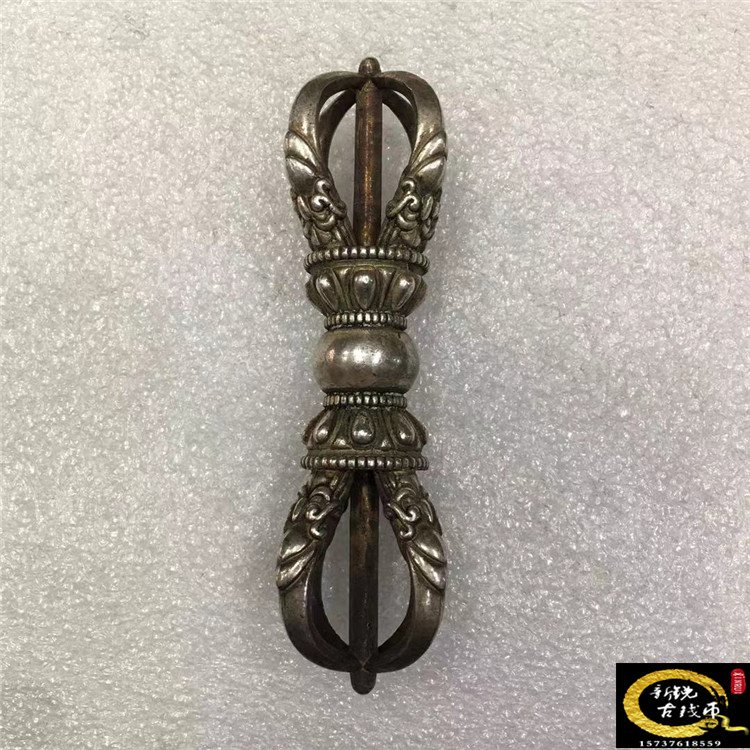 Imitation ancient Tibetan Buddhism with five pestle pestle Nepal pure copper crossing silver descending Tibetan magic pestle ancient playing antiques collection