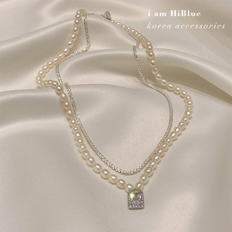 ins小众宝石巴洛克天然淡水珍珠多层满天星项链轻奢首饰毛衣链女详情1