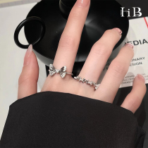 Sea Blue Blue Light Luxury Superior Butterfly Ring Female Summer Niche Design Temperament Adjustable Fashion Opening Index Finger Ring