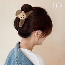 Cute bear hair clip female autumn and winter large hair volume and more shark clip hair clip back of the head plate hair headdress hair accessories