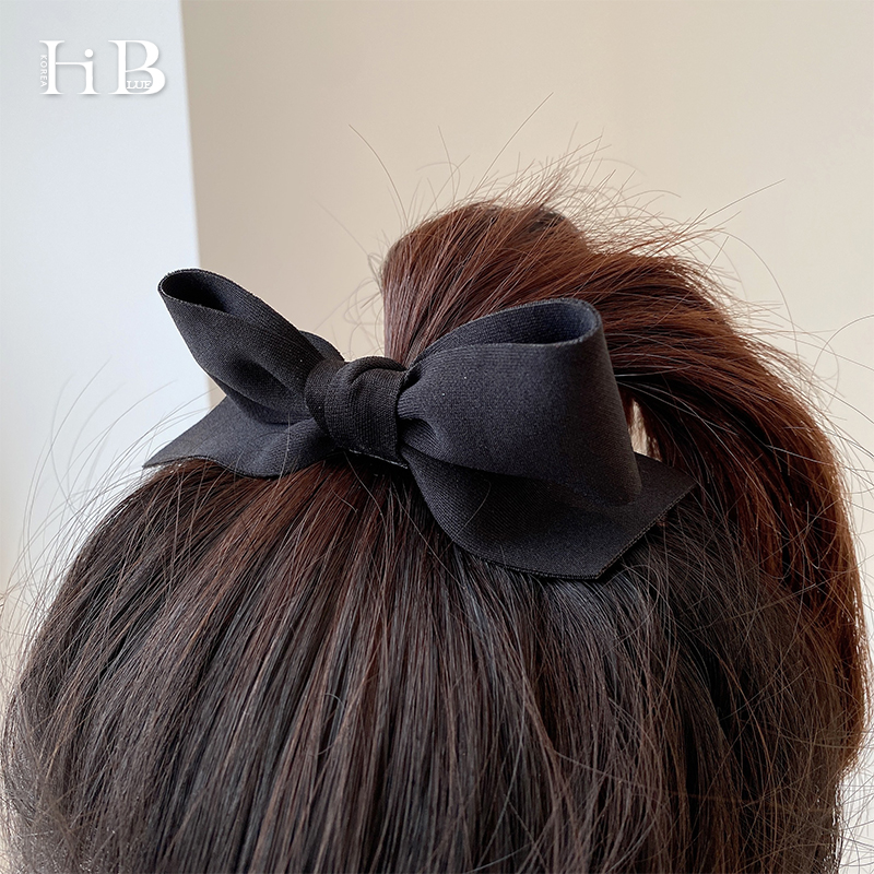 South Korea Black Bow Tie Hair Accessories Zou Rope Mesh Red Hair Ring Head Accessories Hair Ring Zama Tail Brief Hair Ring Women Spring Summer