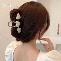 Sea Blue Blue Advanced Sensation Large Rhinestones Water Drill Loving Grip Woman Summer Temperament Rear Brain Spoon Disc Hair Clip Mesh Red Shark Clip