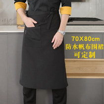 Chef canvas half apron simple printing custom logo catering baking milk tea black waterproof apron for men and women
