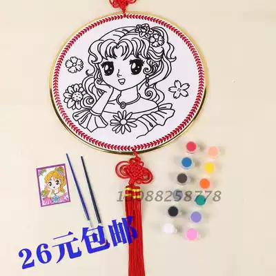 Large children Chinese knot double-sided painting pendant filling color foam board watercolor graffiti diy Hot Sale Handmade