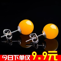 Серьги из воскового агата, двусторонное украшение-шарик, серебро 925 пробы, двойное ношение