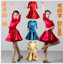 Children Latin dance Costume Girls Race Practice Costume for Latin dance dresses Livewear dress Long sleeves Fall new