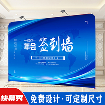 Exhibition activities sign in the fast screen show shelf customized live signature wall pull net advertising display stand customized background wall