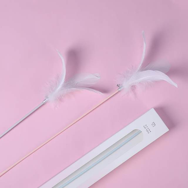 Cat Toy Fairy Teaser Wand Self-Entertainment Supplies Feather Replacement Head Bell Long Rod Cat Teaser Stick Cat Boredom Buster Gadget