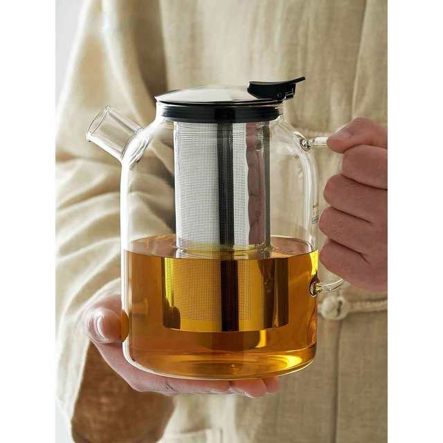 Glass Teapot for Brewing Tea, Household Single Pot, Large Capacity, High Borosilicate Tea Kettle, Suitable for Open Flame and Electric Ceramic Stove, High Temperature Resistant