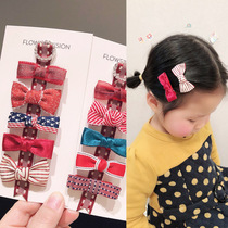 Children hairclip foreign style small bow girl side clip INS baby clip Red New Year hair accessories girl headgear