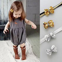 Baby hair accessories foreign-style golden sequin bow baby hair band baby hairclip does not hurt hair baby headgear birthday