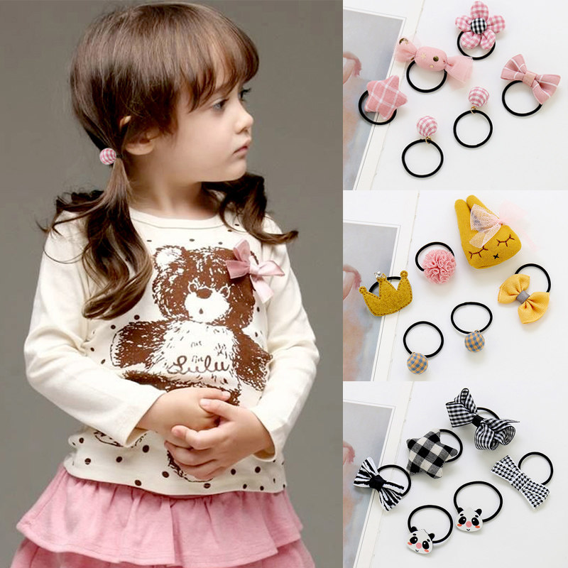 Children rubber gluten hair Circle cute cartoon cloth Girl Hair Accessories Hair Ring Baby Hair Ring Small Leather Gluten Not Hurt Hair Rope Combination