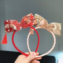 Childrens hair hoop Chinese style girl New year hairclip three-dimensional bow Hanfu headdress girl ancient style Tang clip