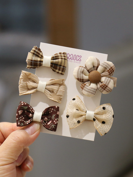 Milk Tea Color Small Flower Baby Cute Fetal Hair Clip Hair Accessories — 4