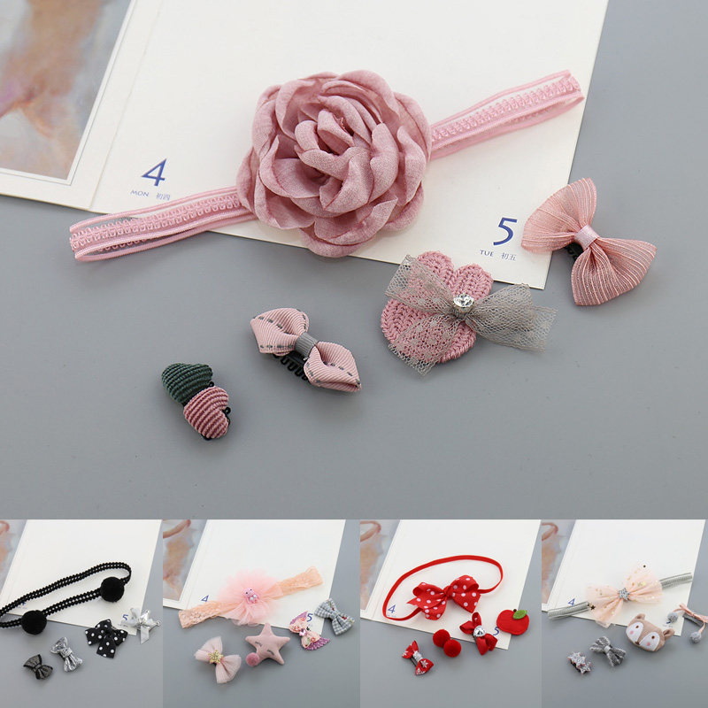 Baby headband princess crown flower bow female baby head flower hair clip hair clip combination baby head jewelry