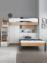 Nordic bunk bed with wardrobe table combination dislocation type childrens mother bed staggered high and low bunk bed storage