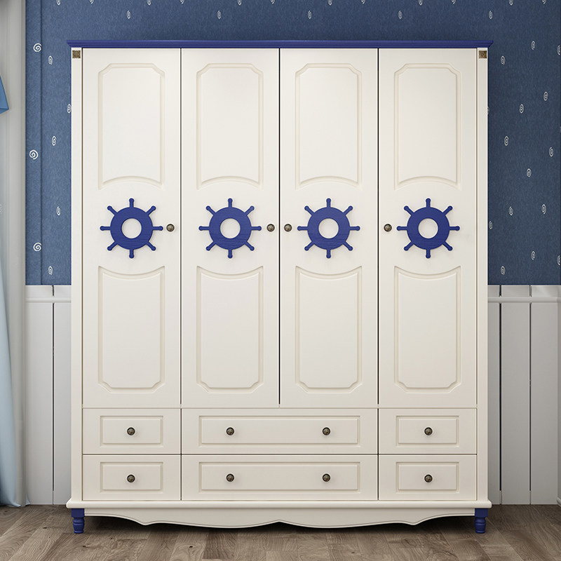 Wardrobe home bedroom small apartment simple modern open door home three door cabinet white wooden door open wardrobe