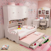Childrens wardrobe bed boys and girls tatami bed wardrobe integrated bed childrens room small apartment multi-function