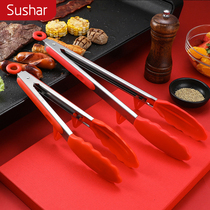 Clip kitchen food clip stainless steel silicone 304 dishes barbecue fried steak special barbecue hand grab cake Malatang