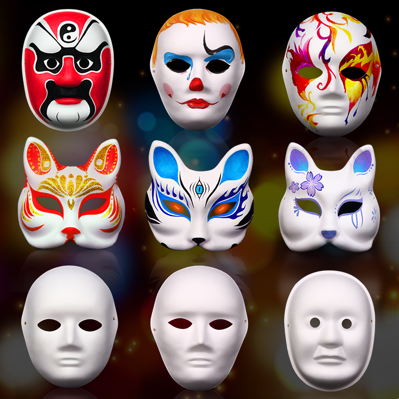 Children DIY white pulp Peking Opera mask male and female hand-painted face-spectrum blank mask Kindergarten Painted Show