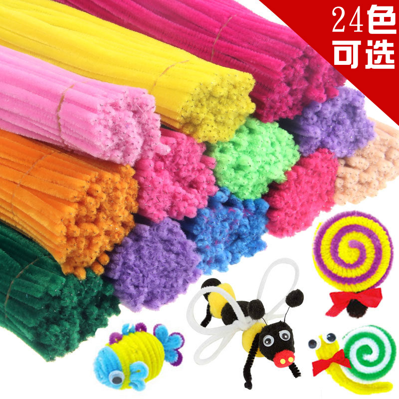 Children's puzzle 6mm twisted bar Colour hair brush bar wool root plush strip DIY kindergarten handmade merry material