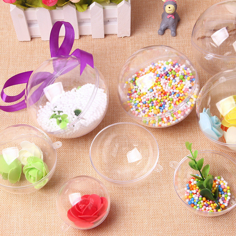 Plastic ball Transparent hollow round ball Children's handmade DIY Christmas ball Eternal flower hanging ball Kindergarten area corner decoration