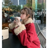 Красная осенняя демисезонная бархатная ретро куртка, 2020, свободный крой