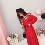 Приятное телу осеннее шерстяное платье, трикотажное платье, высокий воротник, 2019, оверсайз, свободный крой