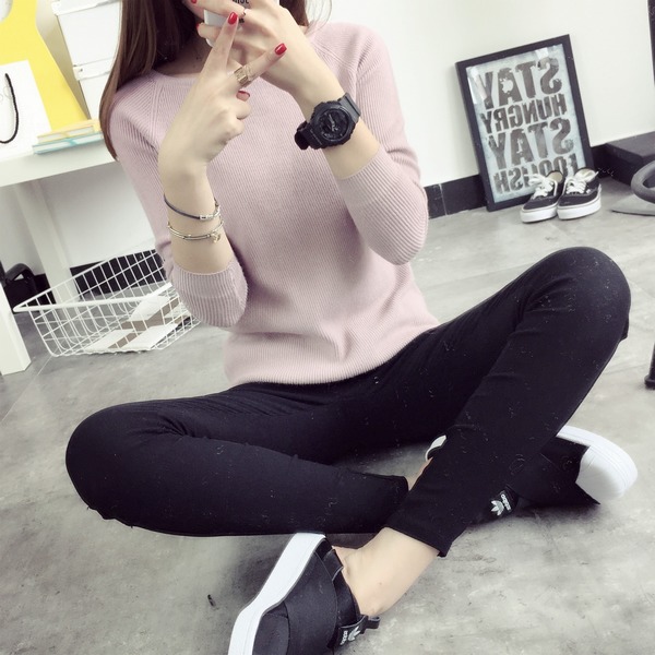 Áo len cao cổ nữ mùa thu ngắn Áo khoác dài tay nữ Slim Fit đan hàng đầu trong mùa thu đông áo len croptop