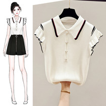 Ice silk short sleeve T-shirt female summer loose 2021 New Korean slim polo shirt half sleeve sweater foreign style top
