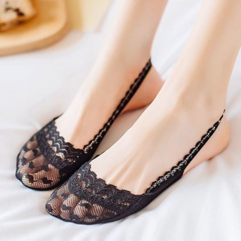 High Heel Shoes Socks Female Short Socks Lace Harness Invisible Socks Summer Slim Hatch Invisible Non-slip Former Palm Socks Cotton Socks