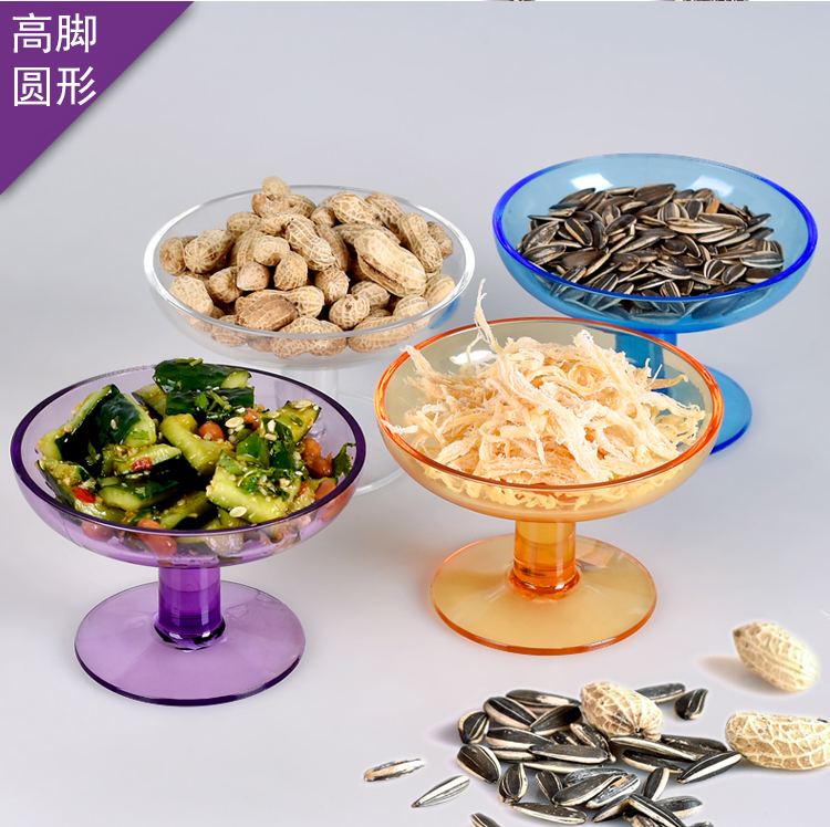 Snack Dish Bar Hotel Supplies Acrylic High Feet Round Snack Dish On the Fruit Dish Advanced Dried Fruit Dish