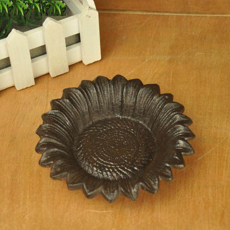 Cast iron sunflower bird feeder bird bath water basin feeder iron ornaments round garden courtyard ashtray