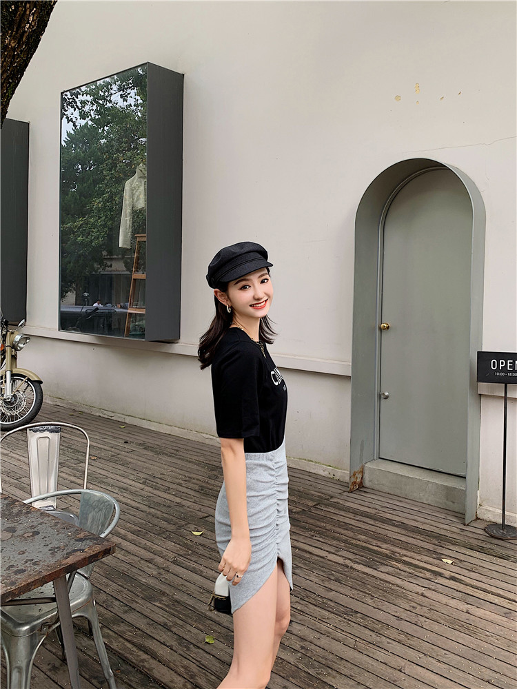 VK旗艦店 韓系收腰顯瘦T恤不對稱半身裙套裝短袖裙裝