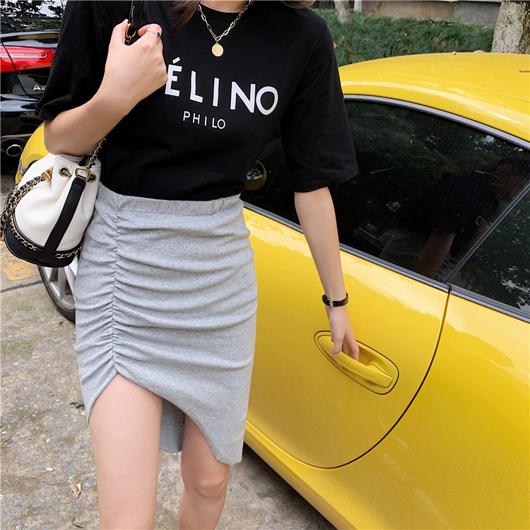 DABI 韓國學院風收腰顯瘦不規則裙套裝短袖裙裝 DABI 韓國學院風收腰顯瘦不規則裙套裝短袖裙裝