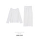 Effortlessly fashionable_Woolened wool Tencel ROW style relaxed curling T-shirt straight skirt lazy suit