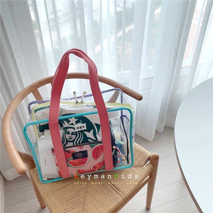 heymankids｜Korean color summer beach swimming waterproof bag holiday transparent bag daily use large capacity