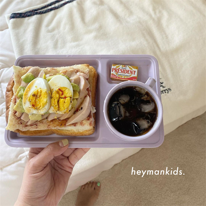 heymankids｜Korean Children's Rectangular Dining Plate Adult Breakfast Plate Cup Set Snack Tableware