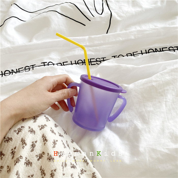 heymankids｜Korean agafura children's water cup double handle leak-proof milk juice baby straw cup