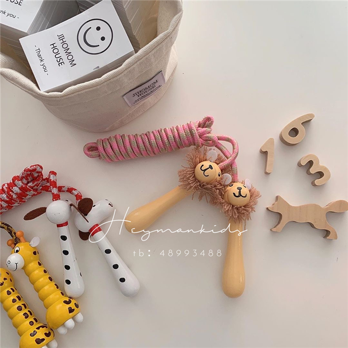 heymankids｜Korean Knock Cute Children Wooden Cartoon Animal Shape Skipping Rope Toy Student 250cm