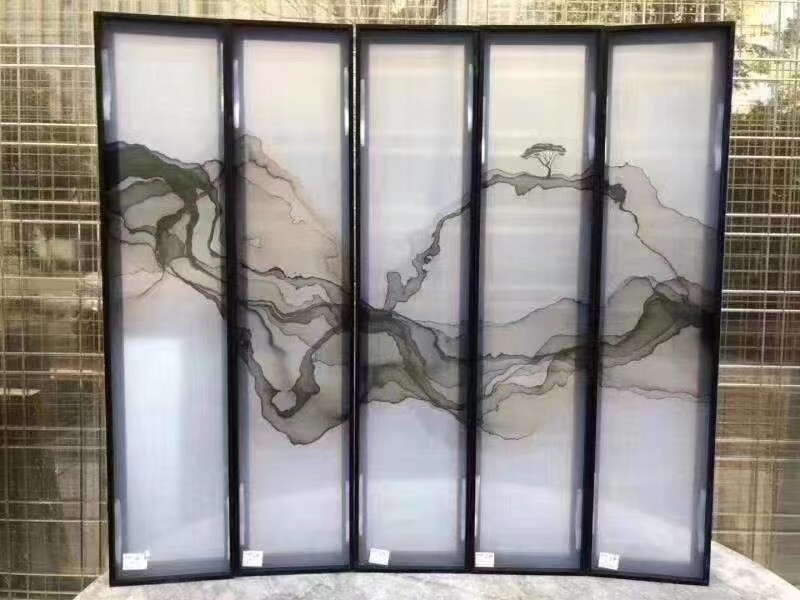 Customized color art clip juan glass hotel screen partition